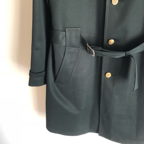 John Weitz Green Belted Trench Coat Gold Lining - Picture 5 of 8